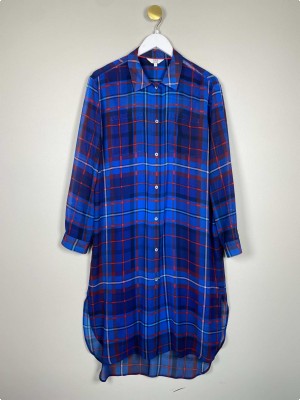 Tommy Hilfiger str. XL <br/> rød og blå ternet skjorte-kjole