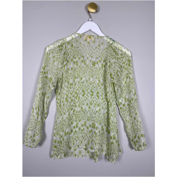 Pureheart Str. 38 <br/> Grønlig bluse med perler. - Image 3