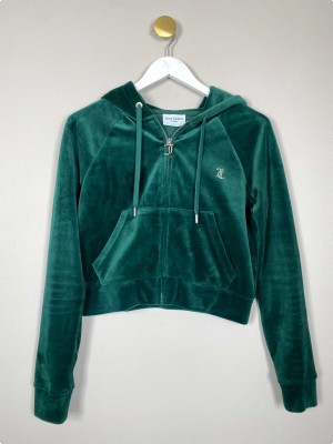 Juicy Couture str. S <br/> grøn velour hættetrøje