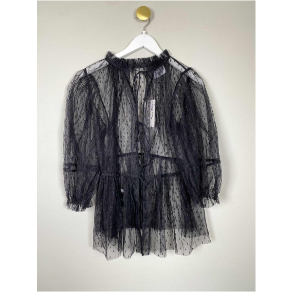 Designers Remix Str. 36 <br/> Tyl bluse, sort.
