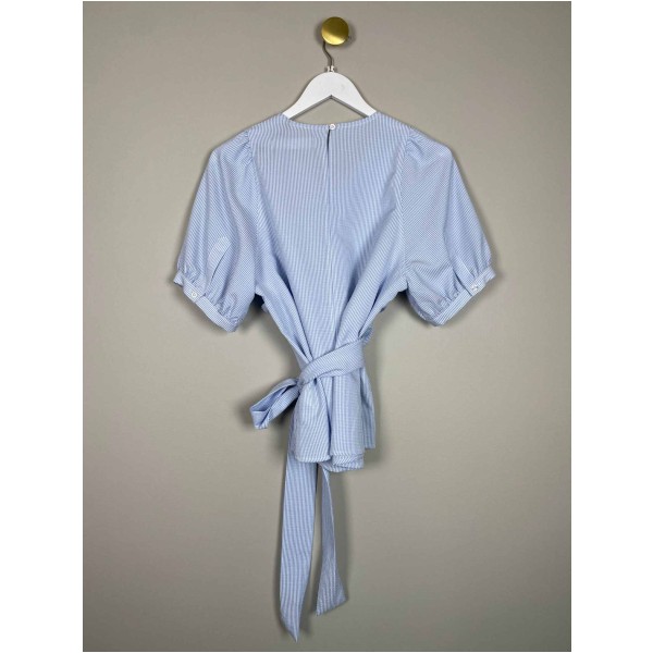 Pieszak Str. 40 <br/> Stribet bluse med bindebånd. - Image 3