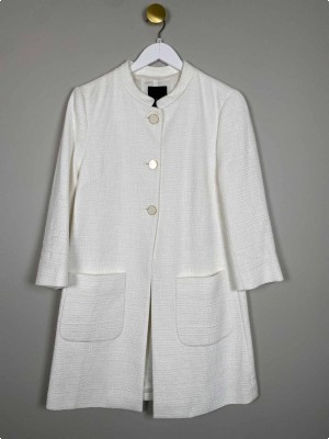 Sand Str. 40 <br/> lang blazer, hvid.
