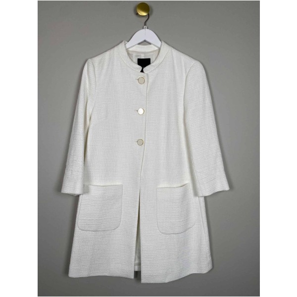 Sand Str. 40 <br/> lang blazer, hvid.