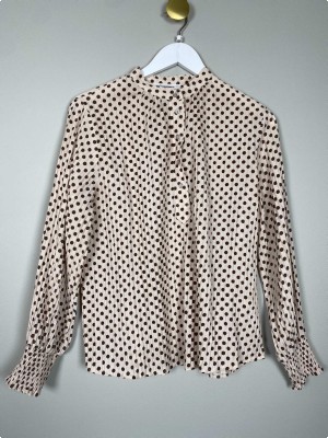 Co'Couture str. S <br/> beige bluse med brune prikker