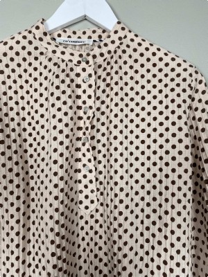 Co'Couture str. S <br/> beige bluse med brune prikker