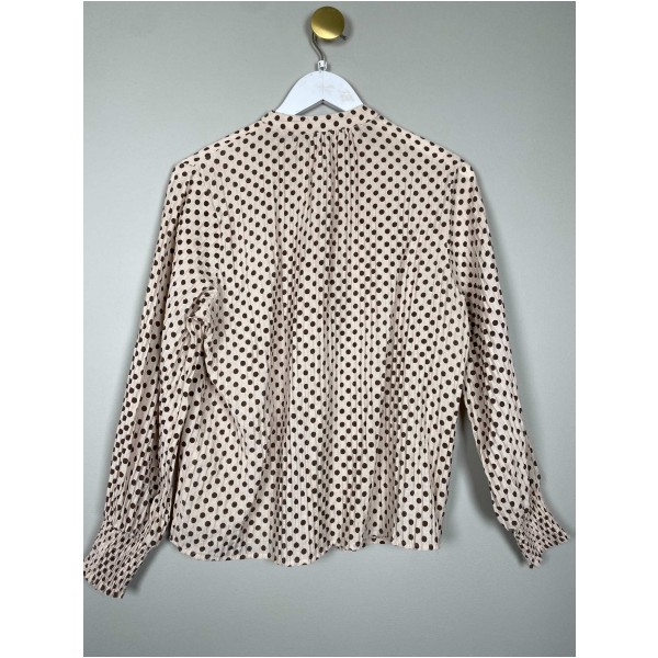 Co'Couture str. S <br/> beige bluse med brune prikker - Image 3