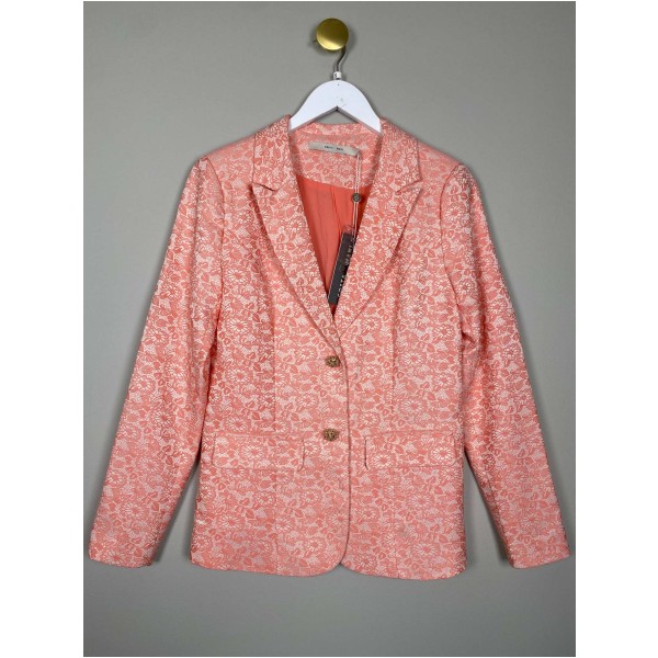 CostaMani str. S <br/> pink blazer med blomsterbroderier