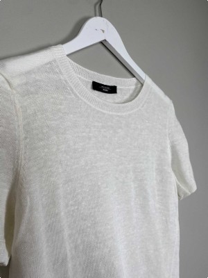 Max Mara Str. S <br/> Strik T-shirt, hvid.