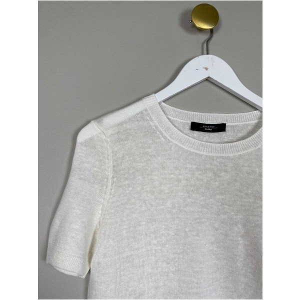 Max Mara Str. S <br/> Strik T-shirt, hvid. - Image 4