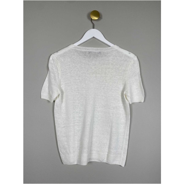 Max Mara Str. S <br/> Strik T-shirt, hvid. - Image 3