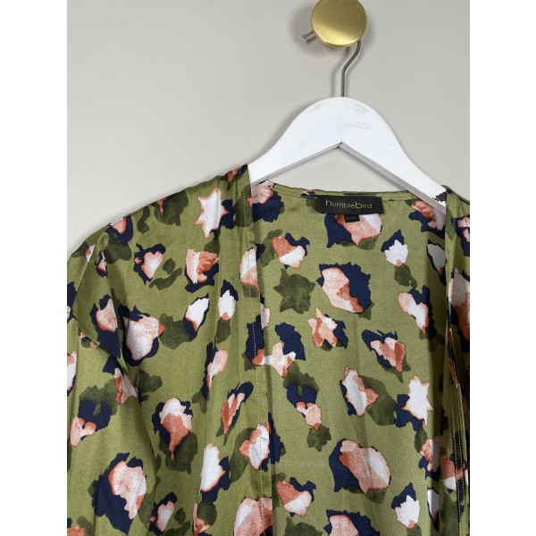 Humlebird str. XL <br/> grøn kimono med mønster - Image 2