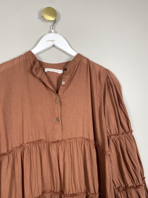 Rabens Saloner str. XS <br/> lang brun kjole
