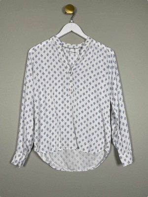 Co'couture Str. XS <br/> Bluse, hvid/blå.