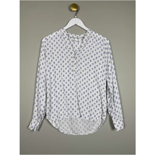 Co'couture Str. XS <br/> Bluse, hvid/blå.