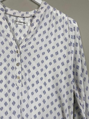 Co'couture Str. XS <br/> Bluse, hvid/blå.