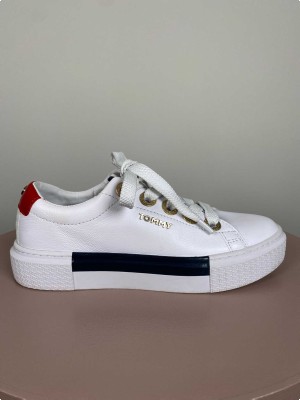 Tommy Hilfiger str. 37 <br/> hvide sneakers med blå stribe