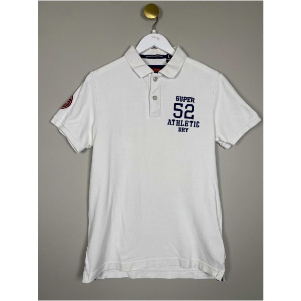 Superdry str. L <br/> hvid polo med tryk