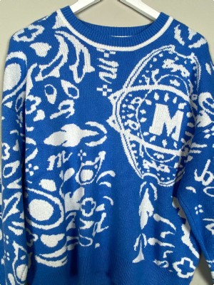 Mr. Enjoy Da Money str. M <br/> mønstret blå sweater