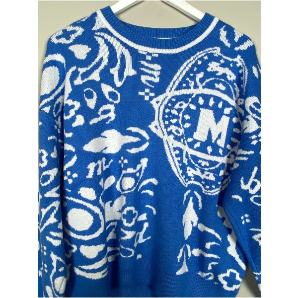 Mr. Enjoy Da Money str. M <br/> mønstret blå sweater - Image 2