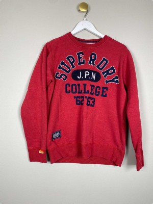 Superdry str. L <br/> rød sweater med print