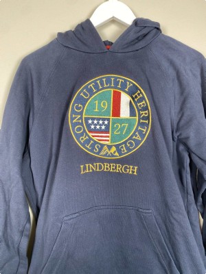 Lindbergh str. L <br/> blå hættetrøje med print