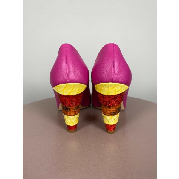 Fonnesberg str. 40 <br/> pink stilet med farvet hæl - Image 4