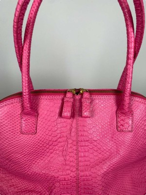pink slangeskindstaske