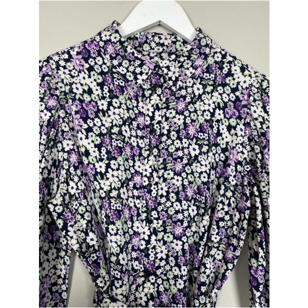 Pieces str. M <br/> sort kjole med hvide og lilla blomster - Image 4