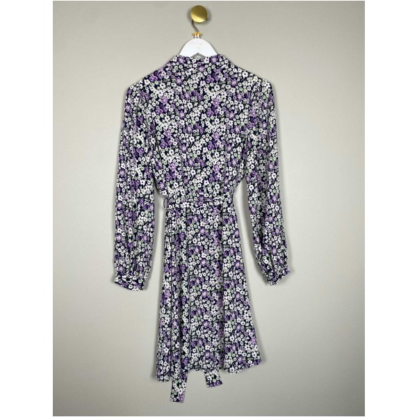 Pieces str. M <br/> sort kjole med hvide og lilla blomster - Image 3