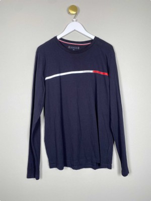 Tommy Hilfiger str. XXL <br/> mørkblå bluse med lange ærmer