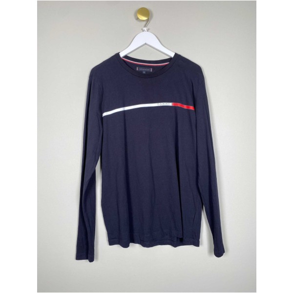 Tommy Hilfiger str. XXL <br/> mørkblå bluse med lange ærmer