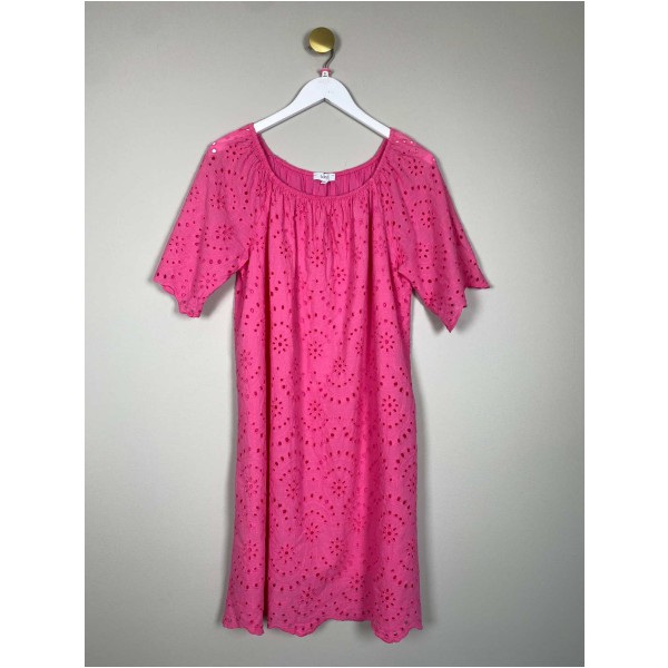 Sorbet str. S <br/> pink kjole med hulmønster