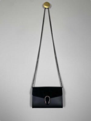 Gucci suede/leather dionysus crossbody, black