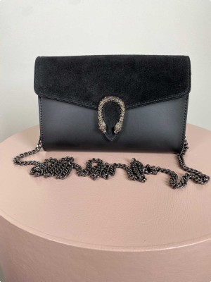 Gucci suede/leather dionysus crossbody, black