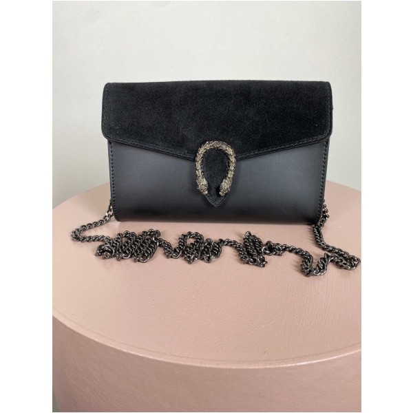 Gucci suede/leather dionysus crossbody, black