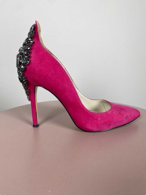 Karen Millen str. 37,5 <br/> Jewel Court shoes, pink med sten bagpå