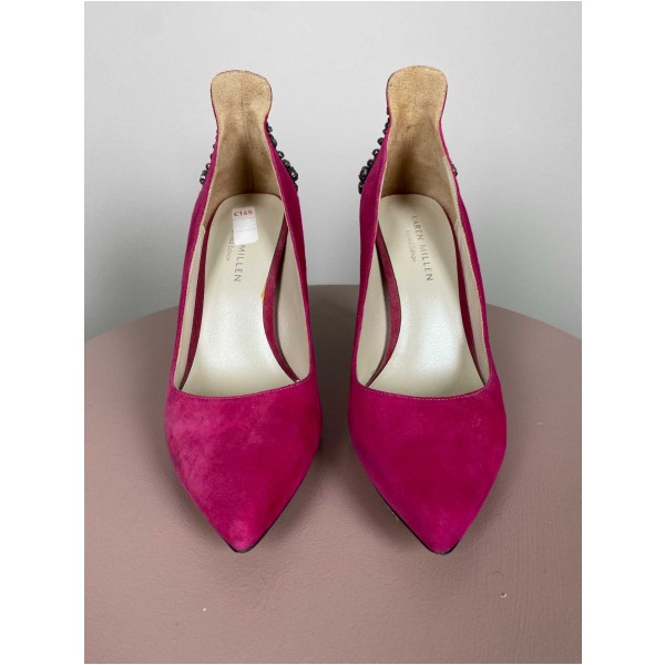 Karen Millen str. 37,5 <br/> Jewel Court shoes, pink med sten bagpå - Image 2