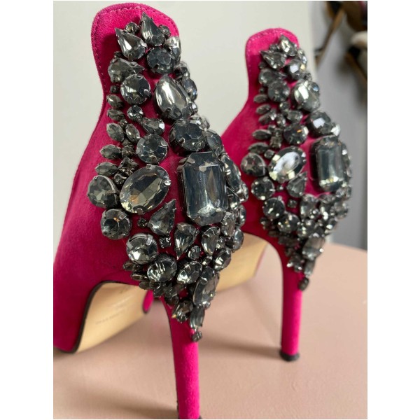Karen Millen str. 37,5 <br/> Jewel Court shoes, pink med sten bagpå - Image 3