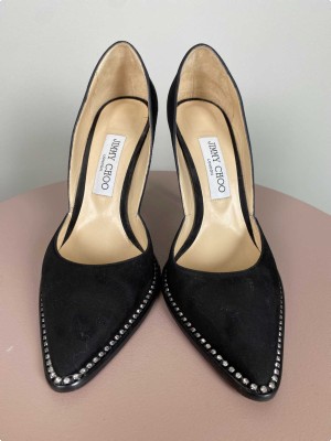 Jimmy Choo str. 38,5 <br/> sort stilet med sten (incl. box)