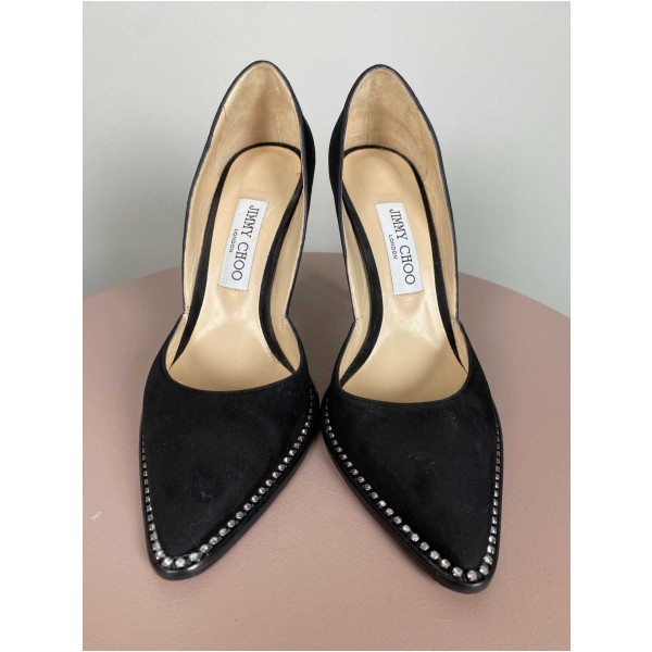 Jimmy Choo str. 38,5 <br/> sort stilet med sten (incl. box) - Image 2