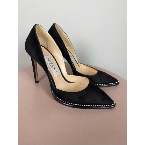 Jimmy Choo str. 38,5 <br/> sort stilet med sten (incl. box) - Image 4
