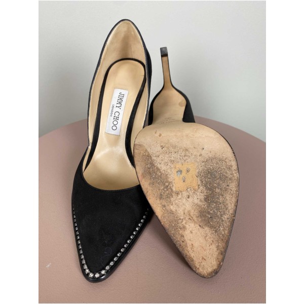 Jimmy Choo str. 38,5 <br/> sort stilet med sten (incl. box) - Image 3