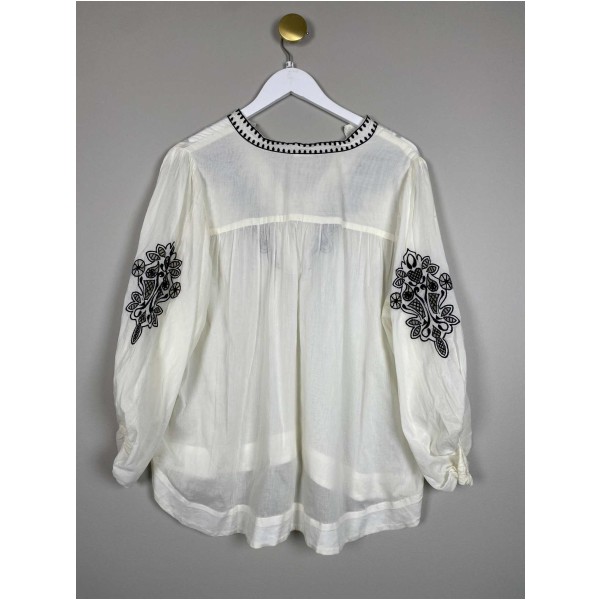 Gossia str. M <br/> hvid bluse med bindebånd og broderi - Image 3