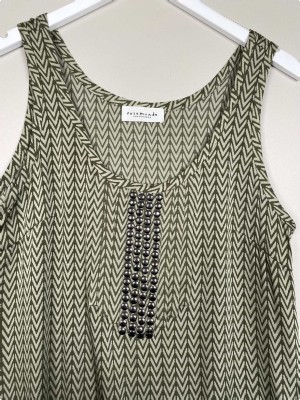 Rosemunde str. 38 <br/> grøn mønstret top