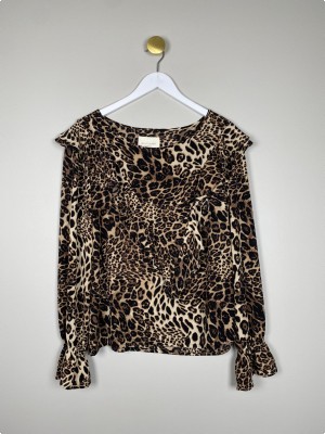 Lollys Laundry str. XL <br/> bluse med leopardprint