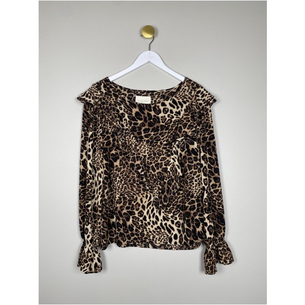 Lollys Laundry str. XL <br/> bluse med leopardprint