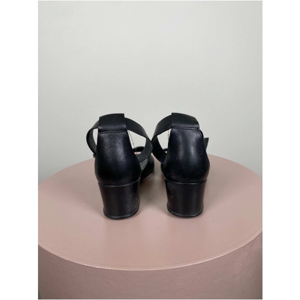 Ecco str. 37 <br/> sort sandal med hæl - Image 3