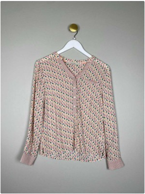 CostaMani str. XS<br/> rosa bluse med fugle