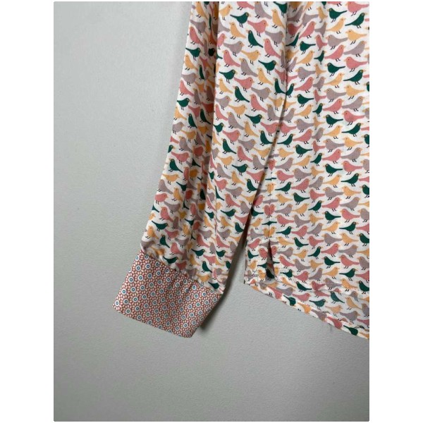 CostaMani str. XS<br/> rosa bluse med fugle - Image 4