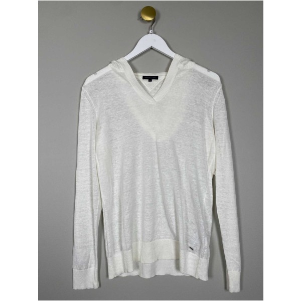 Tommy Hilfiger str. XL <br/> tynd hvid bluse med hætte